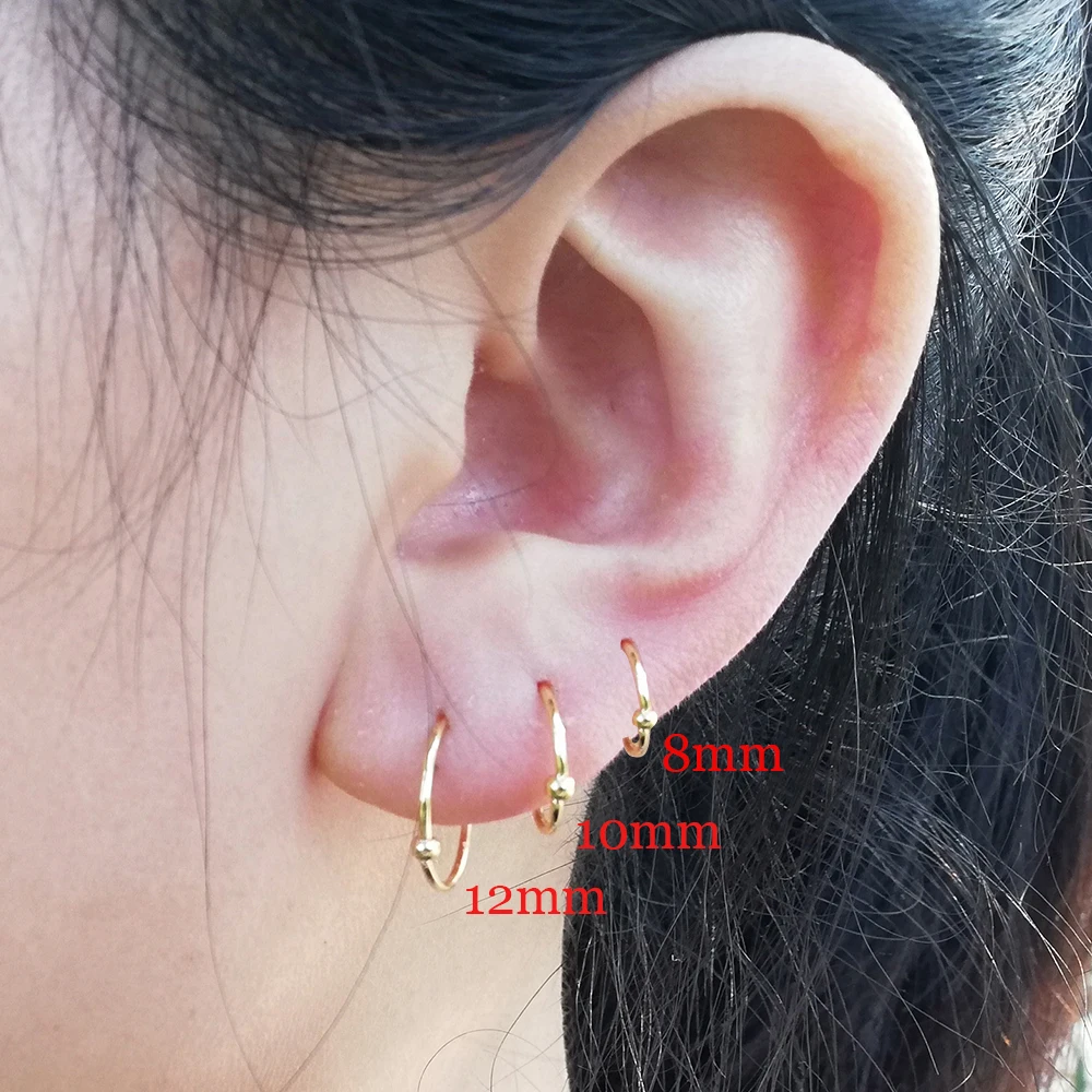 

Stainless Steel Captive Bead Ear Ultra Thin Hoop Earrings Loop Ear Tragus Cartilalge Nose Ring Body Piercing Punk Jewelry Girl