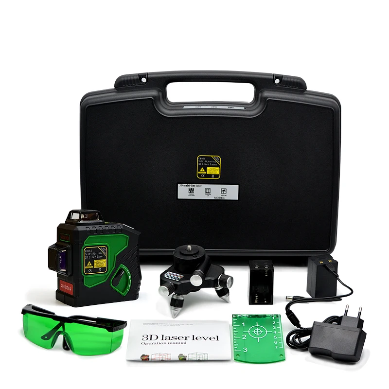 Clubiona 3D 12GH 12 Lines Laser Level with Self-Leveling Super Powerful GREEN Laser Beam Lines and MSDS certificated battery