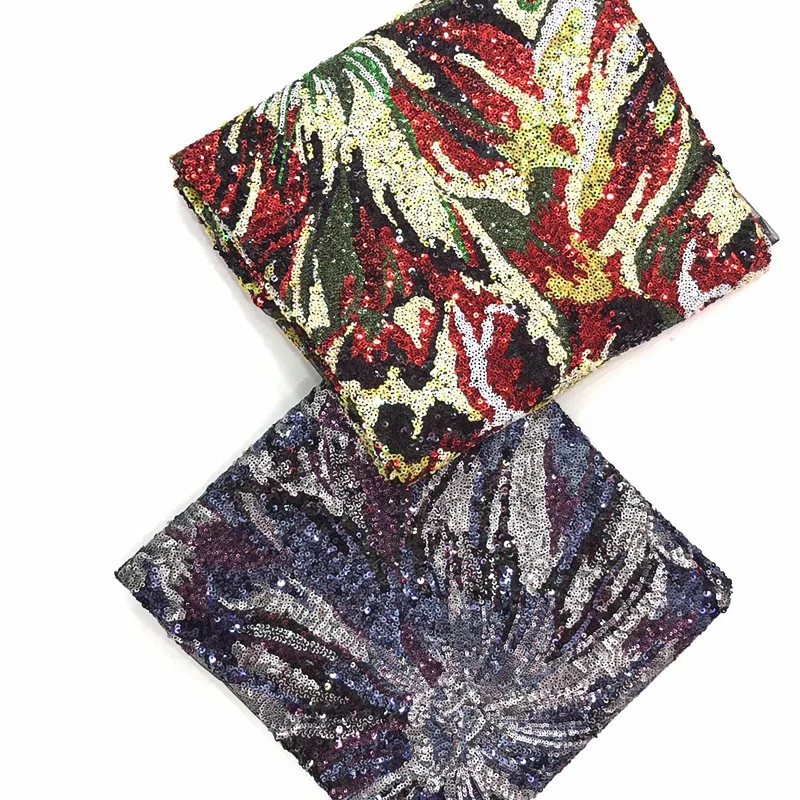 GLace 1Y/Lot High Quality African Sequins sewing Fabric for Wedding Dress Organza French Mesh TX1488