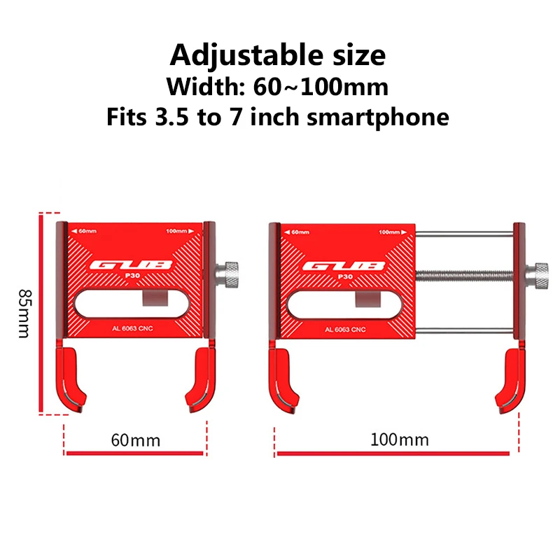 GUB Aluminum Bike Phone Mount Metal Bicycle Phone Holder Stand for Motorcycle ATV Scooter MTB Road Bike Cell Phone Handlebar