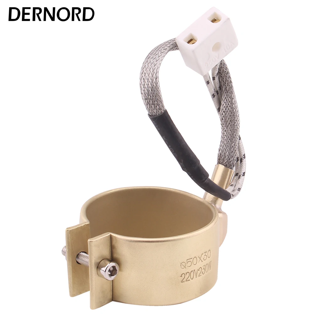 DERNORD 220v/230v Electric Copper Barrel Brass Band Heater for Extruder 280W 250W 230W 170W 130W 60×30/50×30/40×30/30×30mm