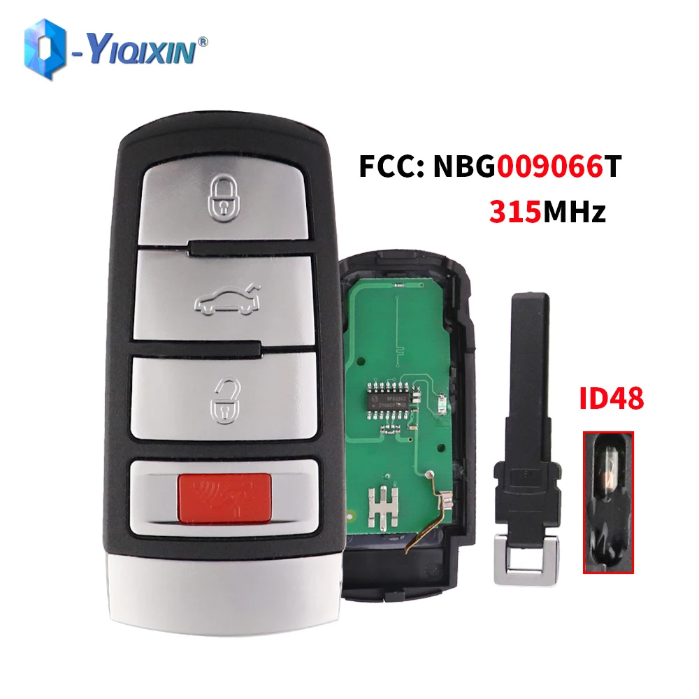 YIQIXIN 4 Button Remote Car Key 315mhz For Vw Passat CC 2006 2007 2008 2009 2010 2011 2012 2013 ID48 Chip NBG009066T Accessories