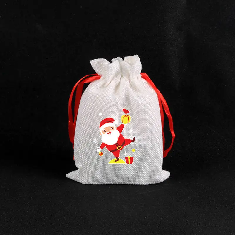 4Pcs/Lot White Jute Bags 10x14 13x18cm Christmas Drawstring Gift Bag Storage Pouches Candy Bracelets Jewelry Packaging Bags