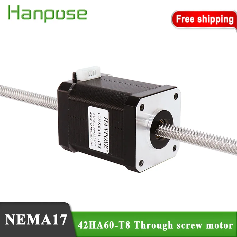 HANPSOE NEMA17 42 motor penetrating  42HA60-T8  60 mm 70N.CM For 3D Printer Monitor Equipmen linear through screw stepper motor