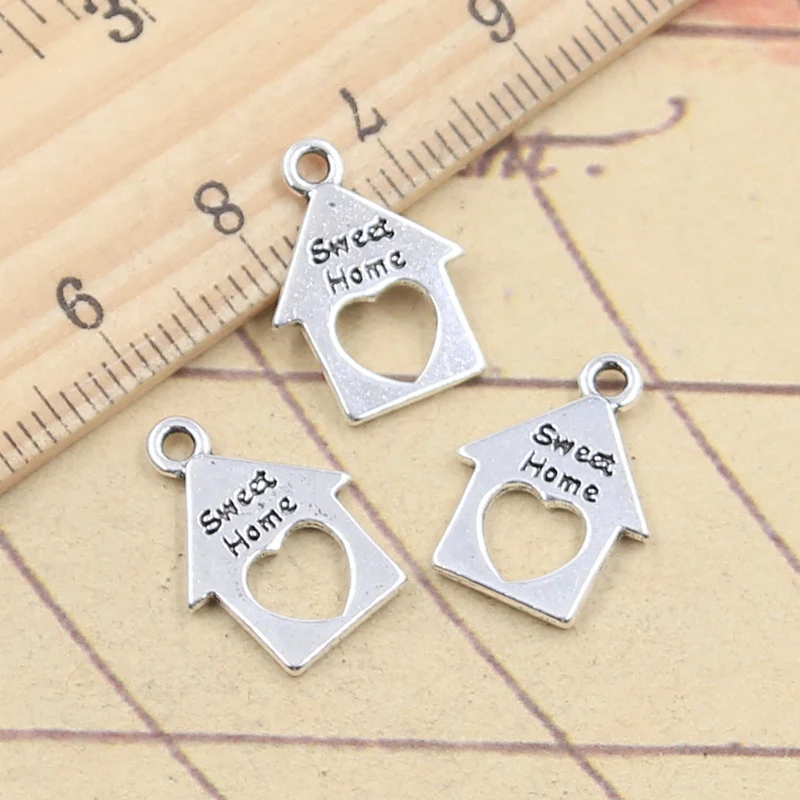 30pcs Charms Heart Sweet Home With Love 17x12mm Tibetan Silver Color Pendants Antique Jewelry Making DIY Handmade Craft