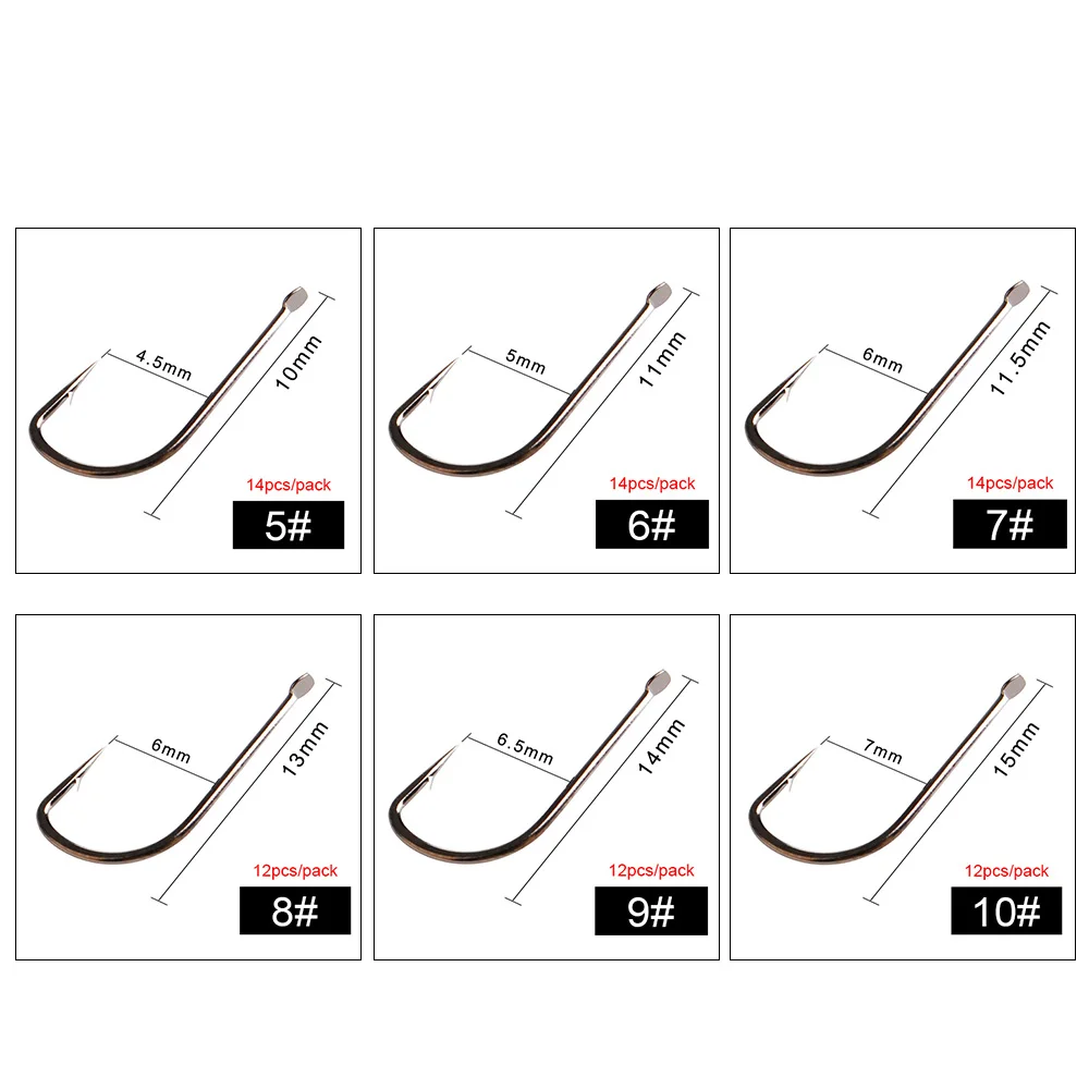 NGB 60-70PCS High Carbon Steel SODE Fishing Hooks 5#-10# Flatted Sharp Barbed Hook Carp fishing Marine Cut Hook Pesca Tackle