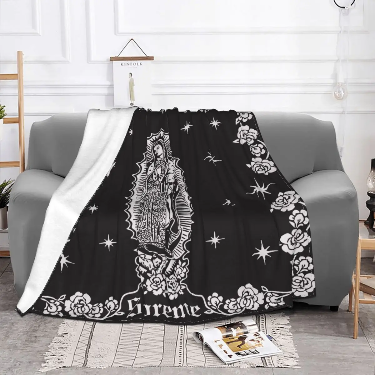 Christian Virgin Mary Flannel Throw Blankets Saviour Blanket for Home Office Lightweight Thin Bedding Throws