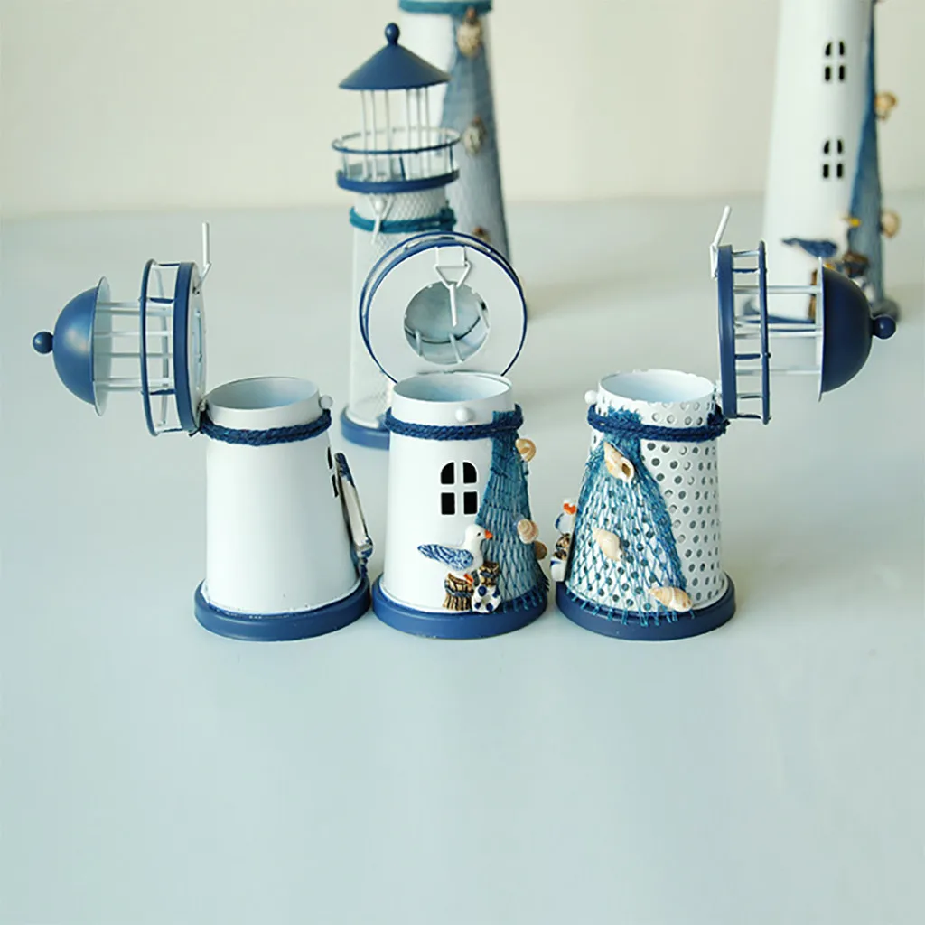 Image 3: Bougeoir de vacances en fer forgé fait à la main, phare de style méditerranéen, ci-après, décor à la maison, # LL, vente chaude