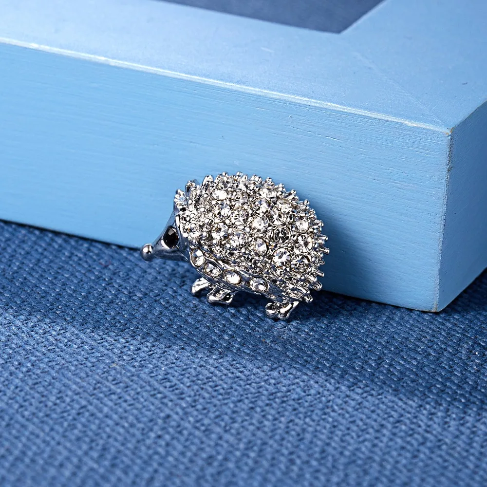 Silver Color Rhinestone Brooches For Women Starfish Lizard Hedgehog Owl Brooch Pins Fashion Animal Jewelry Gift for Kids Friends