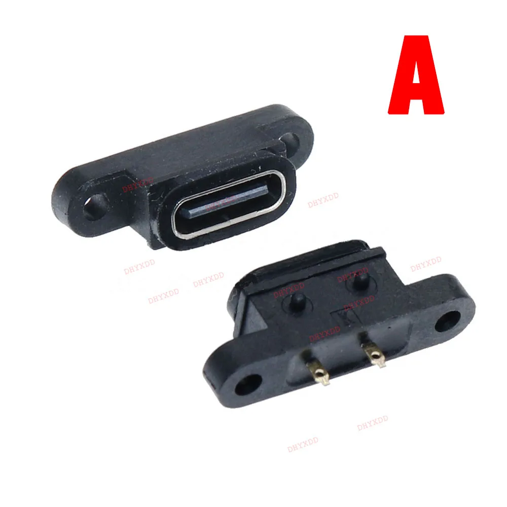 2PCS USB Type C 2P 4P 6P16Pin Waterproof Female Connector With Screw Hole High Current Power Charging Interface USB C Connector
