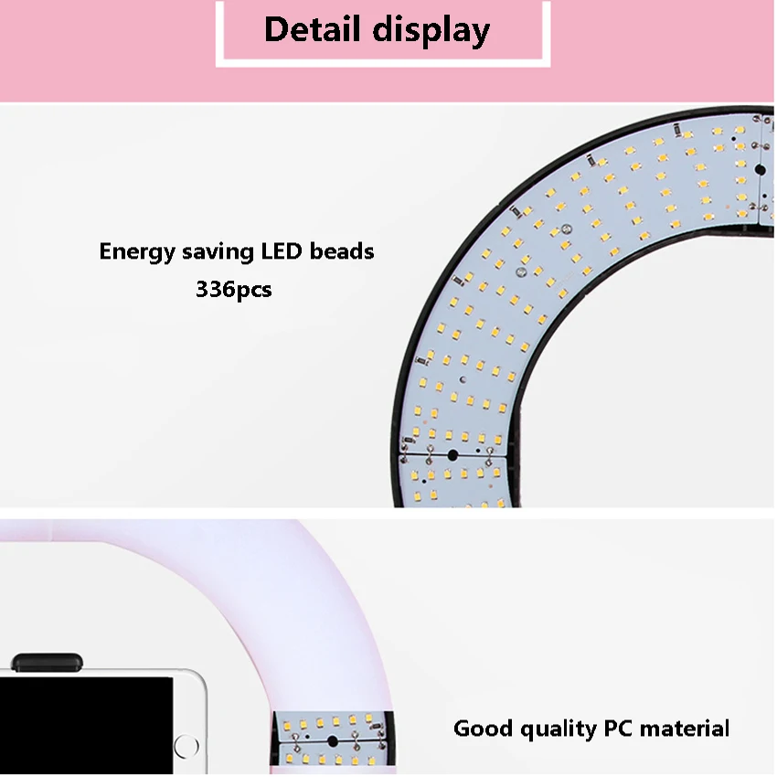 مصباح حلقي LED مقاس 14 بوصة مع حامل للهاتف ، وإضاءة للتصوير الفوتوغرافي ، ومدونات الفيديو ، والمكياج ، وصالون الأظافر