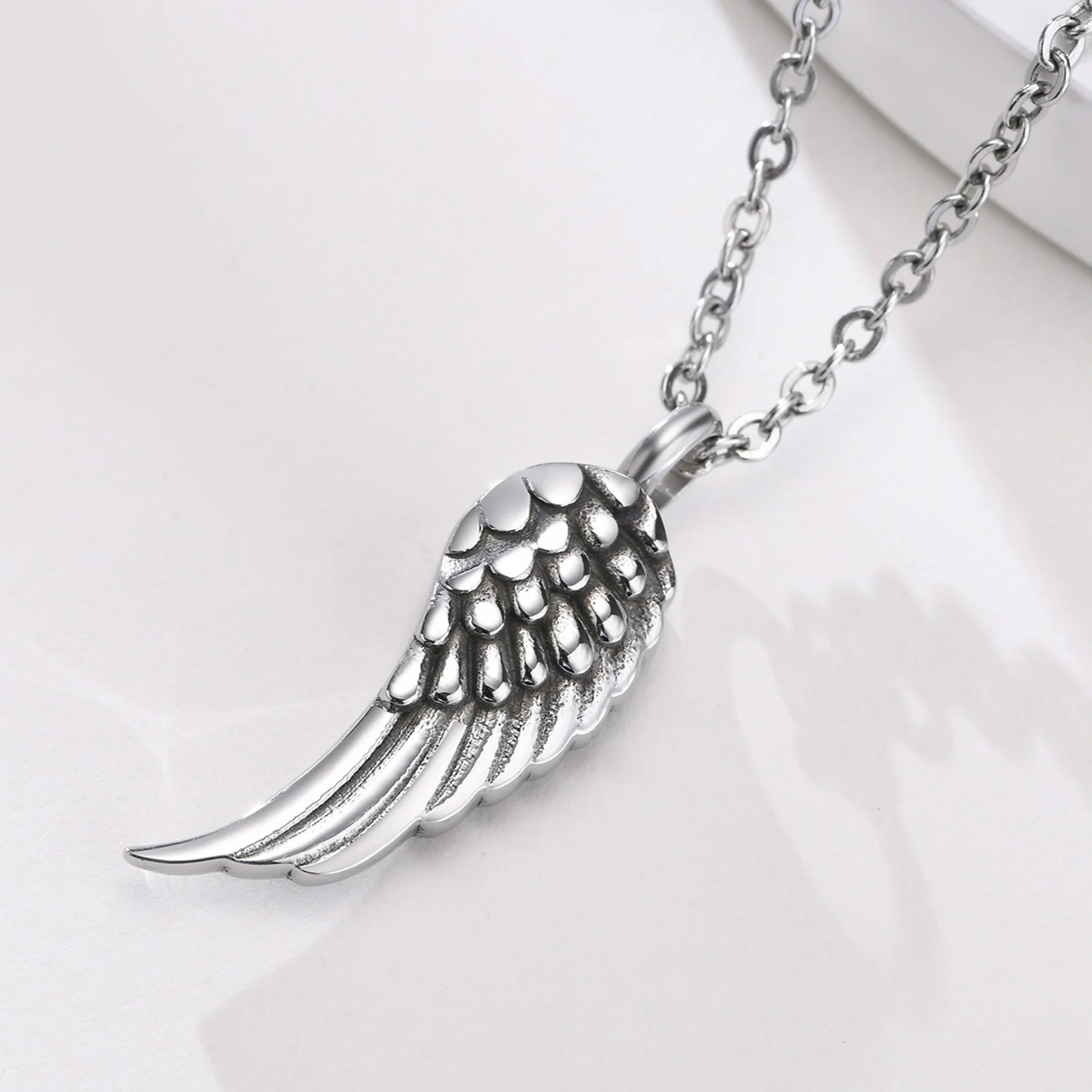 Delicate Angel Wing Cremation Necklace for Women,Stainless Steel Urn Pendant Ashes Holder Memorial Jewelry,Keepsake Gift