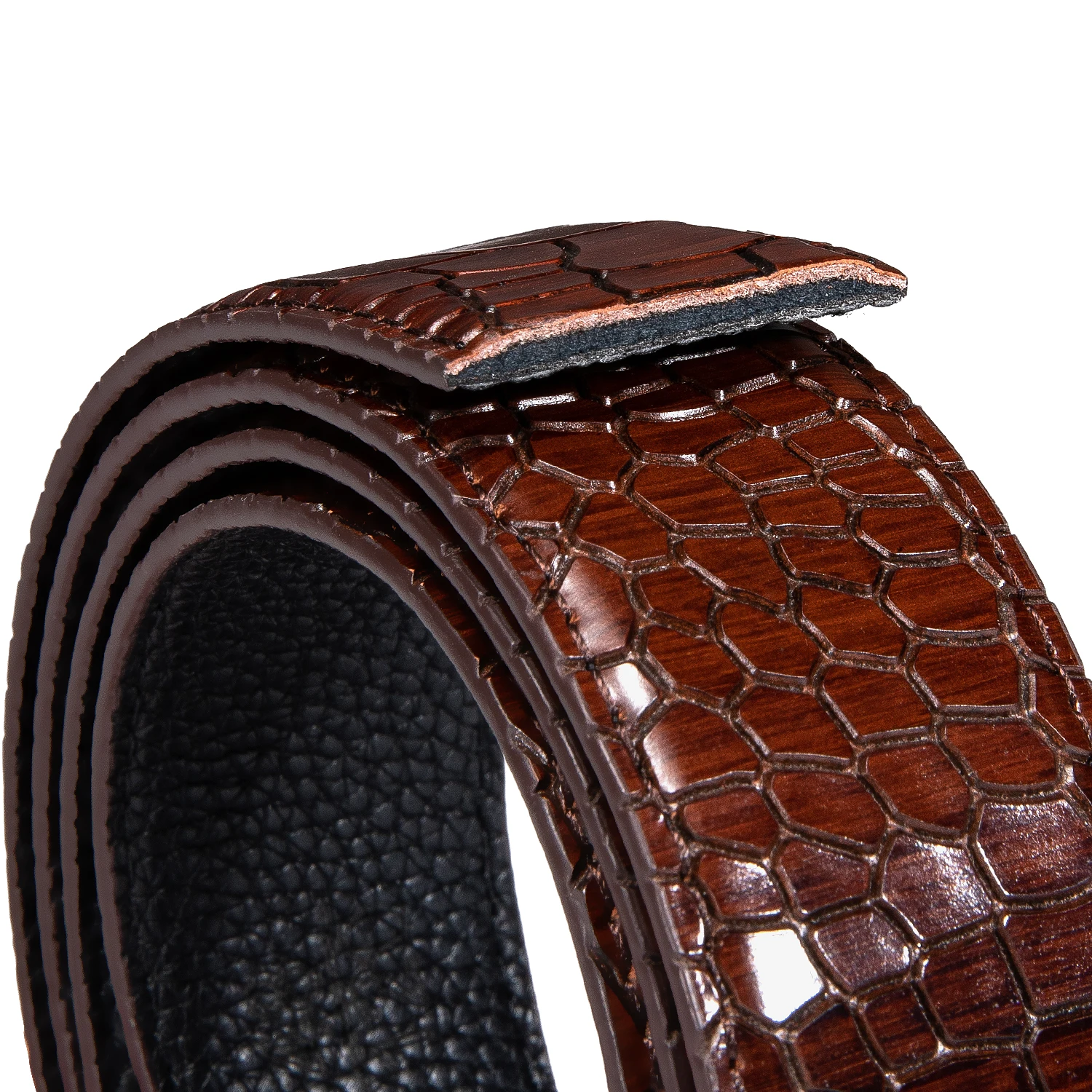 

3.5cm Men Crocodile Leather Belt Men Automatic Blet Without Buckle Genuine Leather Belt Strap Luxury Male Cowskin Strap DiBanGu