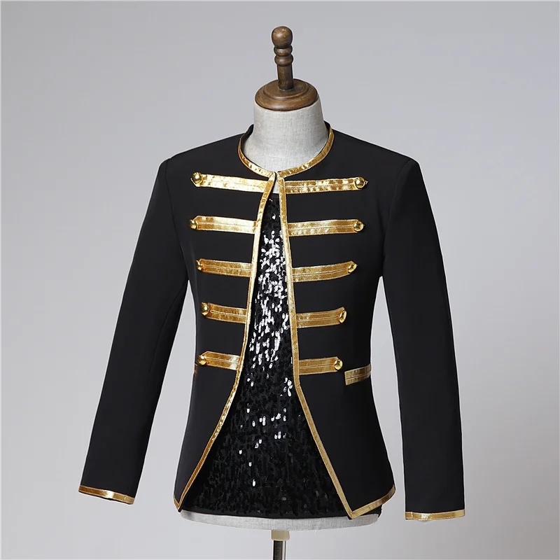 England Style Men's Court Jacket Double-breasted Slim Fit Coat Male Singer Dance Team Stage Performance Clothes Concert Costume