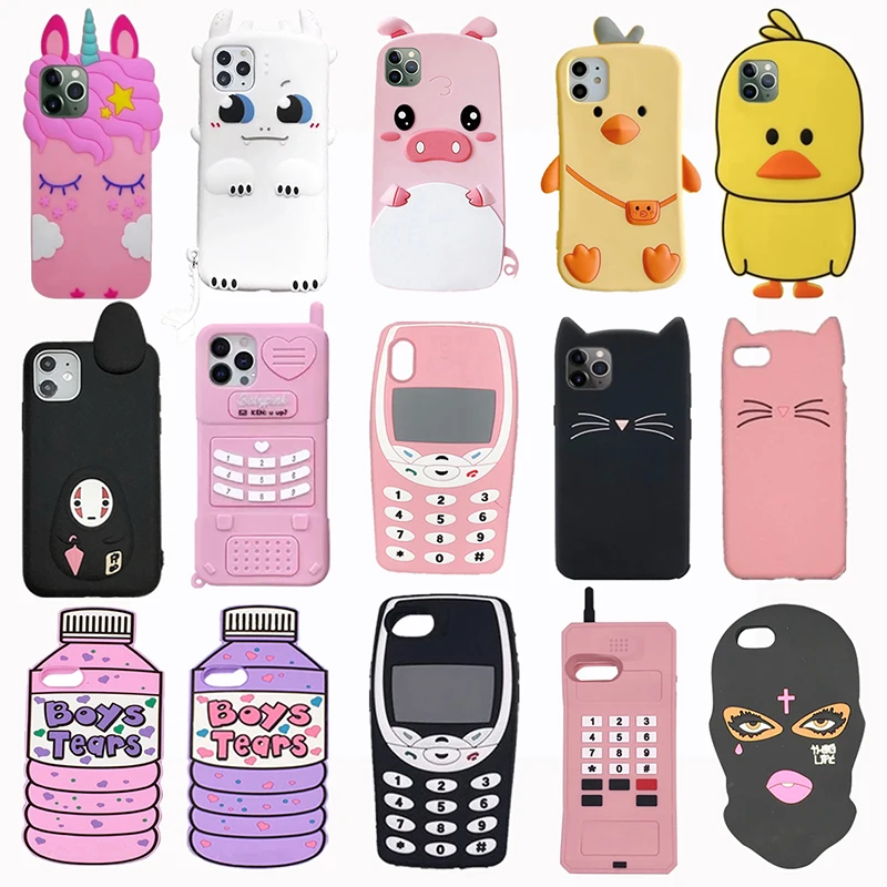 3D Cartoon Unicorn Cat Pig Fashionable Soft Silicone Phone Case For iPhone 12 Mini 11 Pro X XR XS Max SE 2020 6 s 7 8 Plus Cover