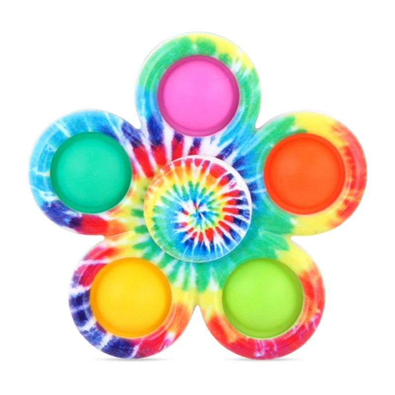 Spinner de mano de burbuja de empuje de dedo para niños, Spinner Fidget Simple Tie Dye para TDAH, alivio del estrés y la ansiedad, Favor de fiesta sensorial para niños, 1PC