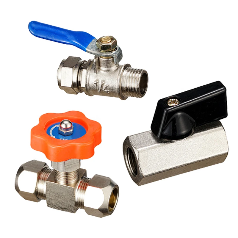 1pc Mini brass ball valve double inner ferrule needle valve quick screw ball valve BSP Male To Female Air Compressor Valves