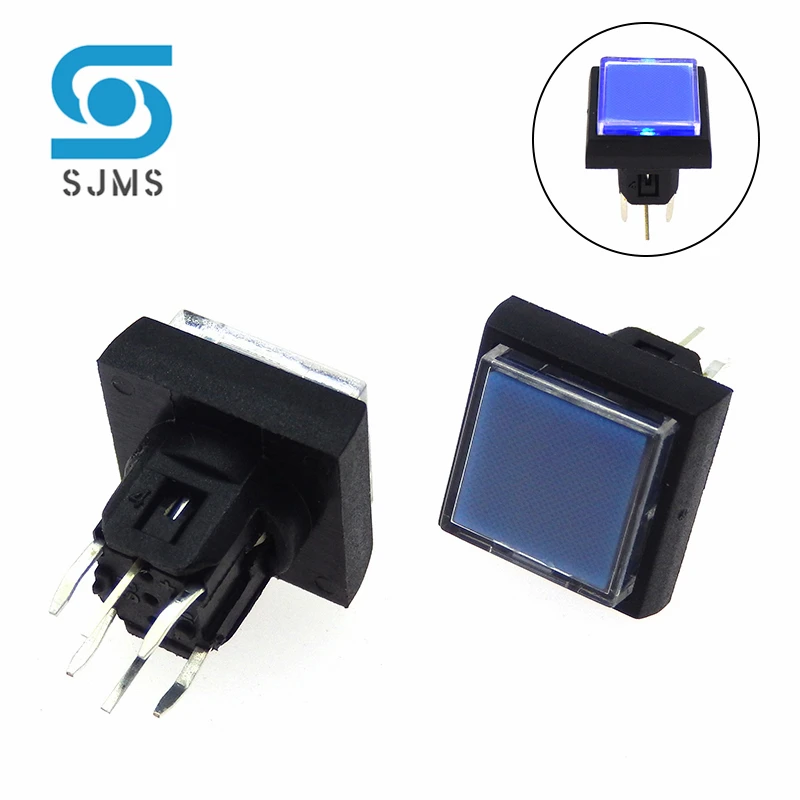 2PCS PB6171FL-1/2/3/4 Micro Push Button Tactile Momentary  With LED Light Switch With sheath Cap diameter: 10*10MM 6X6X12.9MM