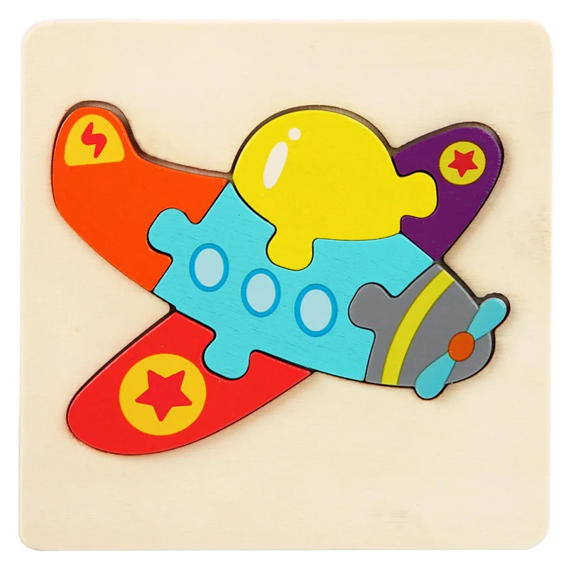 Kinder Holzspielzeug 3D Holzpuzzle Cartoon Tiere Kognitives Puzzle Frühes Lernen Lernspielzeug für Kinder Geschenk