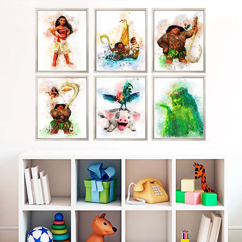 Disney Canvas Painting Moana Maui Pua Hei Hei TeFiti Posters And Prints Wall Art Picture for Living Kids Room Home Decor