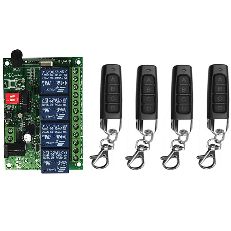 Inteligentne wiele DC 12V 24V 10A 315/433 MHz 4CH 4 CH 4 kanałowy przekaźnik bezprzewodowy RF pilot zdalnego sterowania odbiornik z przełącznikiem +