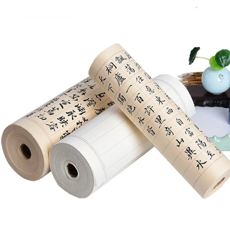 

Thicken Xuan Paper Student Brush Calligraphy Practice Papier with Vertical Grid Long Rolling Half Ripe Xuan Paper with Checkered