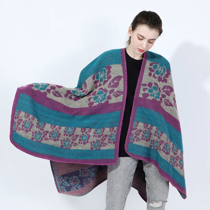 

Women's Poncho Wrap Retro Shawl Cape Boho Long Cardigan Tribal Ruana Aztec Cashmere Sweater Open Front Blanket Shawl Winter Coat