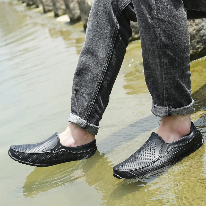 Fashion Non Slip Rain Shoes Men Waterproof Rubber Shoes 2021 Outdoor Flat Fishing Shoe Man Kitchen Soft Work Slip on Loafers New