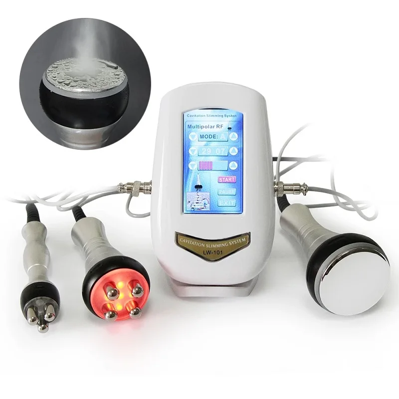 

Metal Wand 3 in 1 Ultrasonic 40K Cavitation RF Machine 5MHz Radio Frequency Face Skin Lift Body Fat Burner Slimming Weight Lose