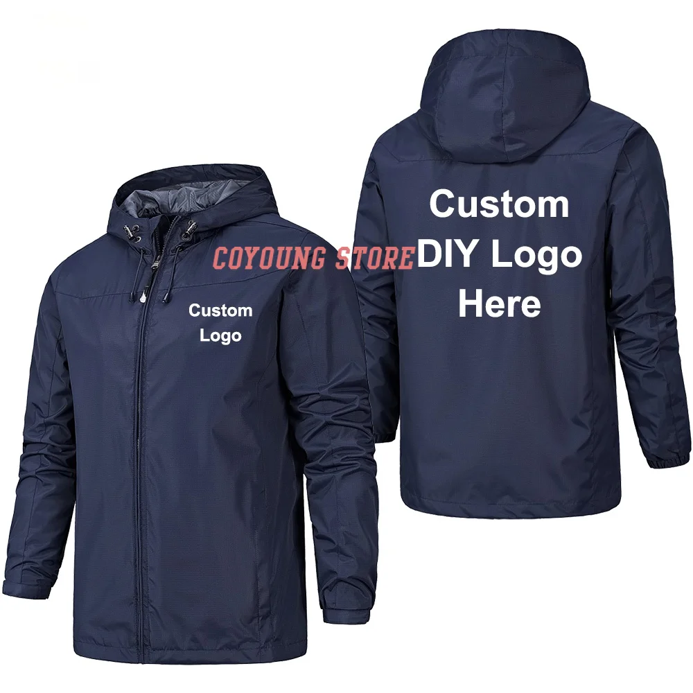 

EUR Size Spring Autumn Custom Logo Design Men Jacket DIY Print Zipper Coat Windproof Waterproof Jacket Unisex Outdoor Jackets