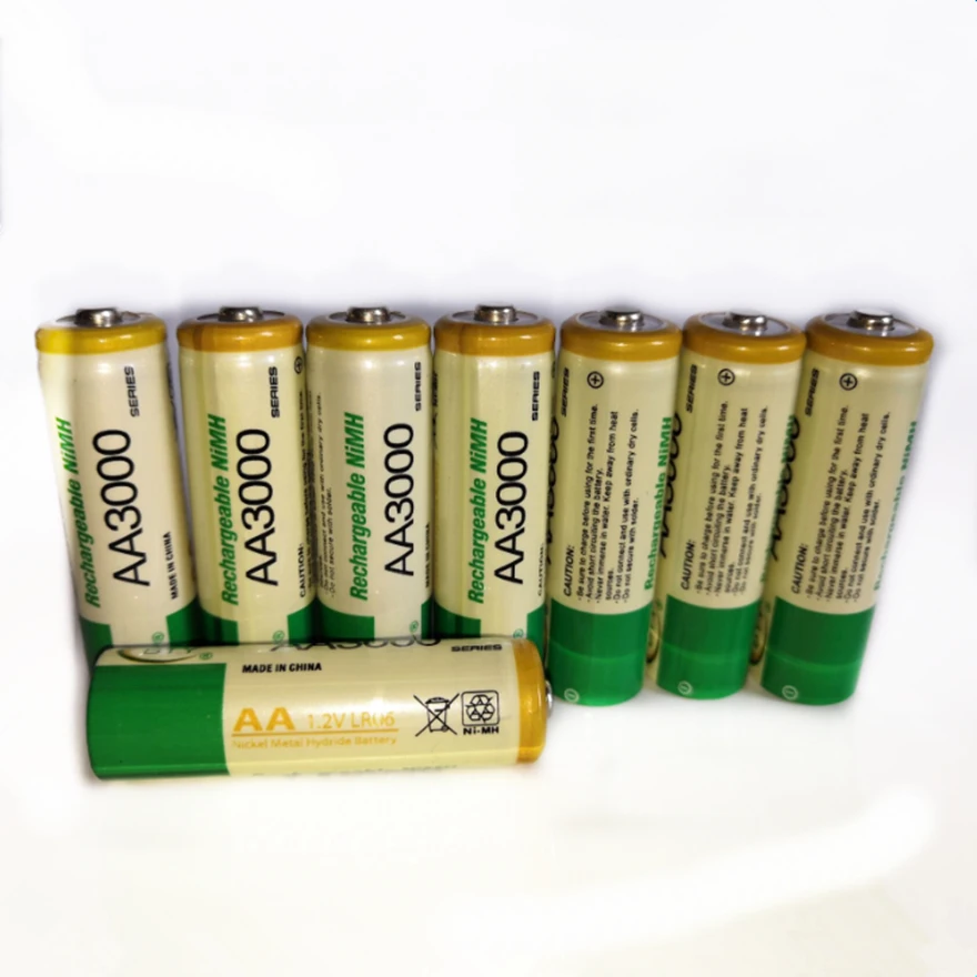 

8pcs/lot 1.2V AA Rechargeable Battery High Power High Density 3000mAh AA Rechargeable NiMH Battery for Children Toy Battery