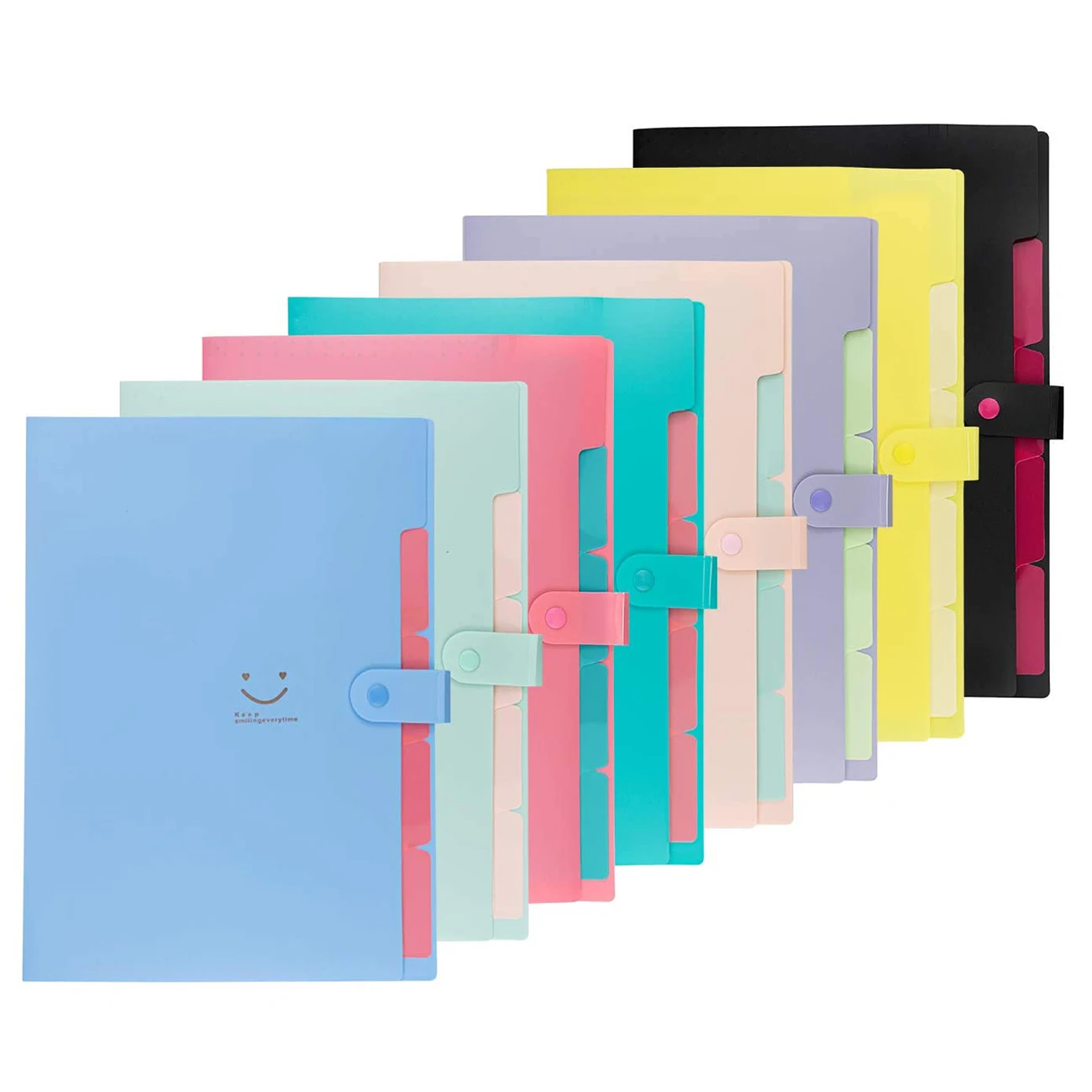 A4 Size Placstic Colorful Expandable Portable File Folder 5 Pockets Accordion Document Organizer for School Office Home