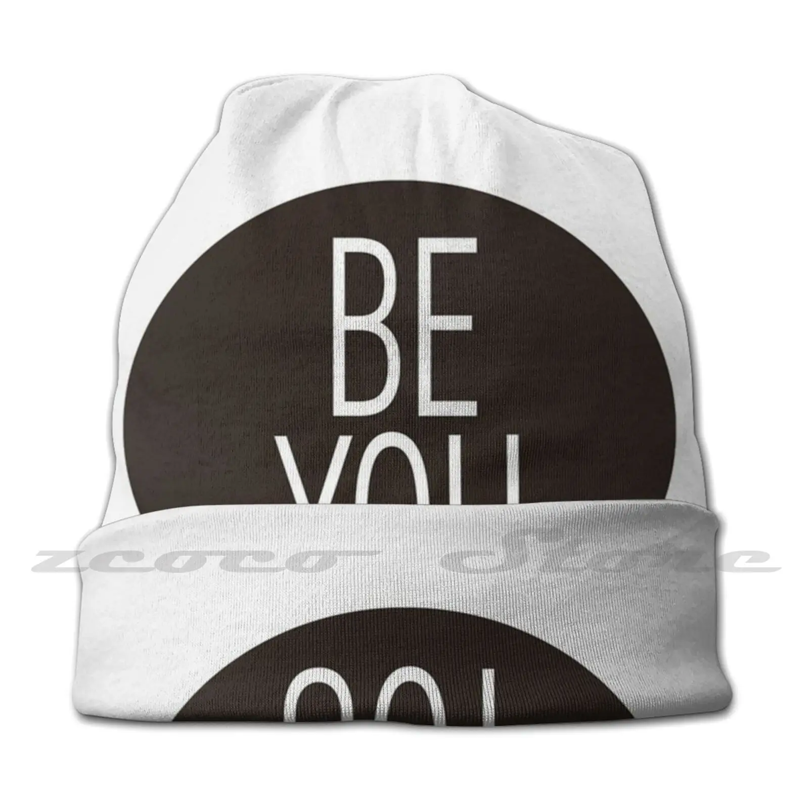 Be You Knit Hat Elastic Soft Personalized Pattern Present Cap Be You Positive Black And White Encourage Typography