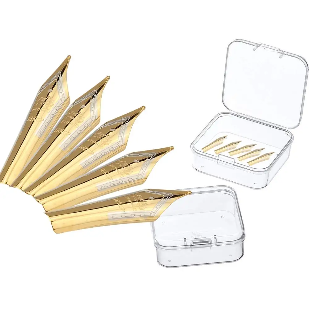 5PCS M Straight or B Hooked calligraphy nib Gold  Silver Fountain Pen Nib f Jinhao X750/159/X450/650