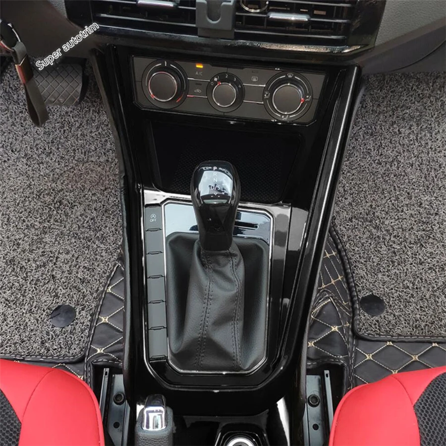 Center Control Gear Shift Panel Inner Door Armrest Handle Cover Trim Black Fit For VW Volkswagen Polo 2019 - 2023 Accessories