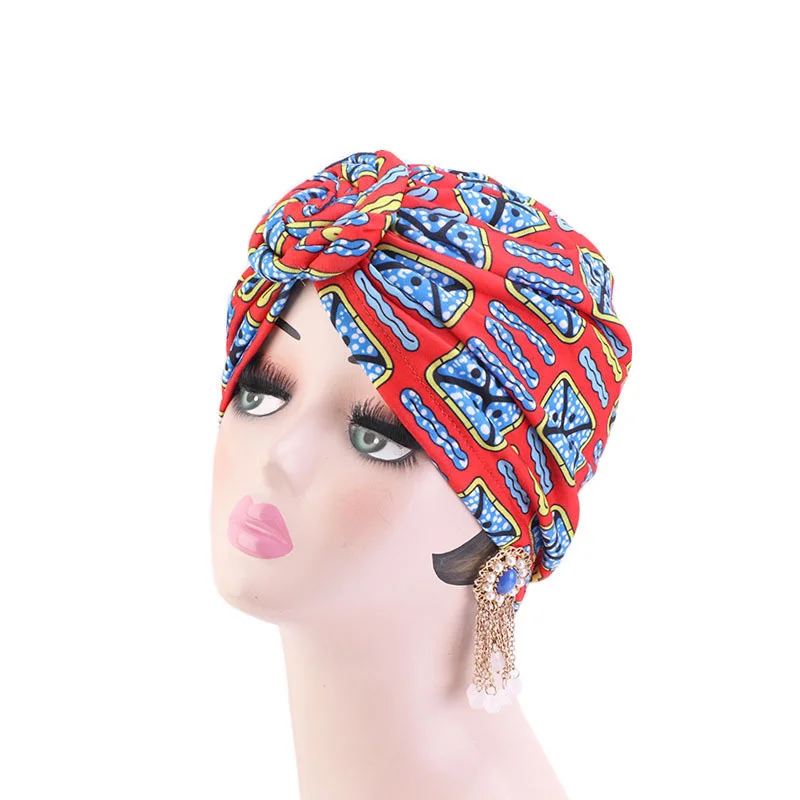 Afrikanische Druck Turban Hut für Frauen Scrunchies Knoten Headwrap Stretch Bandanas Party Headwear Damen Kopftuch Haar Zubehör – Detail 24