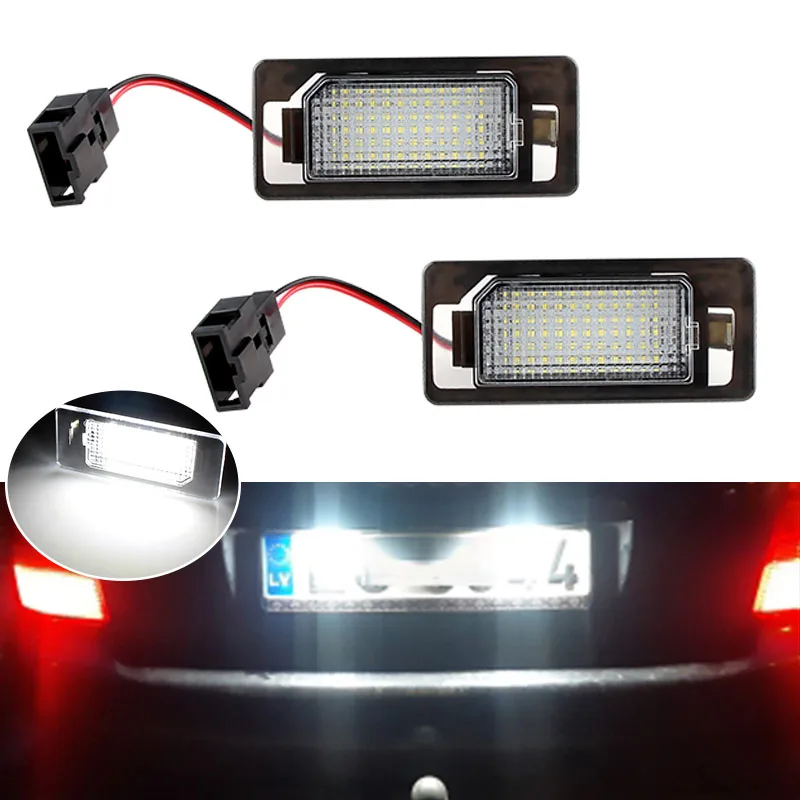 2X LED Voor Audi A3 15-up A4/S4 A5/S5/RS5 08-up A6/S6 12-up A7/S7/RS7 Achter Witte Auto Accessoires Kentekenverlichting Nummer Lamp