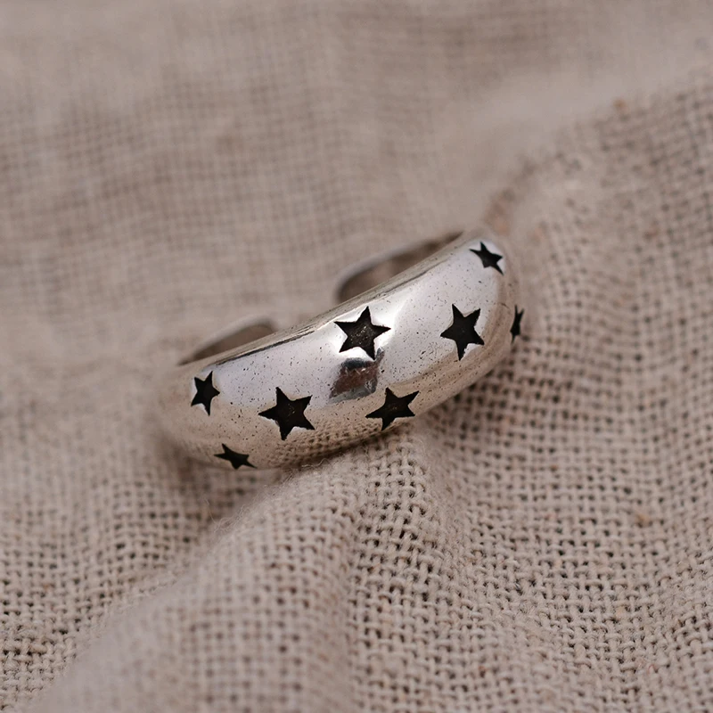 Anillo de fiesta de plata tailandesa con estrella completa elegante, joyería al por mayor para mujer, regalo de cumpleaños, No se decolora
