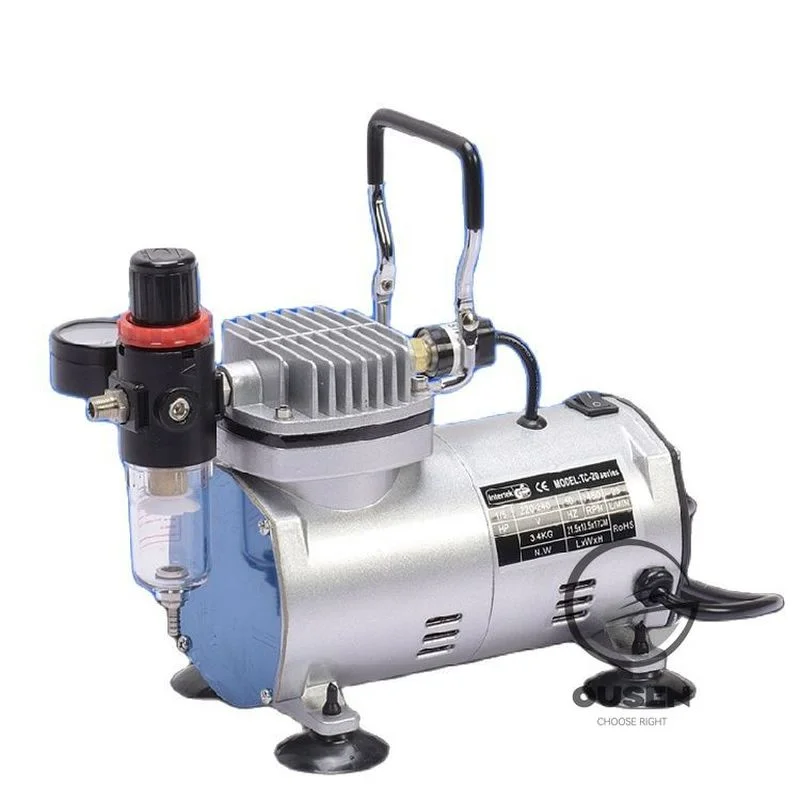 220V TC-20B 23-25L/ Min 1/5Hp Air Compressor Mini Small Air Pump Ultra-quiet Oil-free Spray Paint Leather Furniture Touch-up