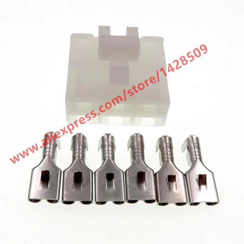 1 Set 6 Pin Automotive Connector 6.3mm Female Plug Fits High Current 7123-2262