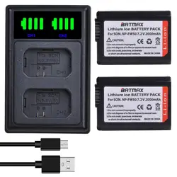 Bateria Bamtax 2000mAh NP-FW50 fw50 + podwójna ładowarka LED do Sony ZV-E10 A5000 A6000 NEX 5T 5R 5TL 5N 5C 5CK A7R A7 F3 3N 3CA55 A37