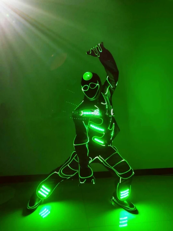 Robot dance performance show IED programming led costume stage show light up suit clothing glowing light change costumes