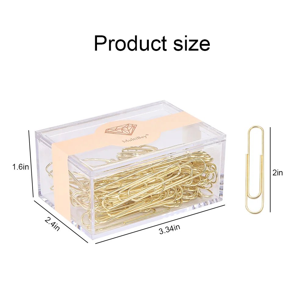 Medium Large Size Paper Clips 2 Inch 70PCS Per Box Clip Bookmark Metal Rose Gold Colored Office Accessories Paper Clips