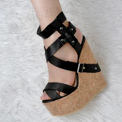 SEIIHEM Sexy Sandali Delle Donne Della Piattaforma del Cuneo Side Zip Pompe di Aumento di Altezza Delle Signore Del Partito Scarpe Da Ballo Donna Scarpe di Grandi Dimensioni 39 45 47 50 52