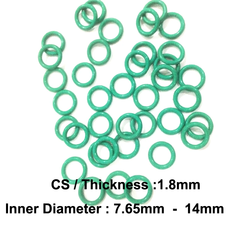 

Уплотнительное кольцо 100 шт. CS1.8mm x ID 7,65/7,8/8/8.5/8.75/9/9.5/10/10.6/11.2/11.8/12.5/13.2/14 фторусовые резиновые уплотнительные прокладки FKM, уплотнительное кольцо