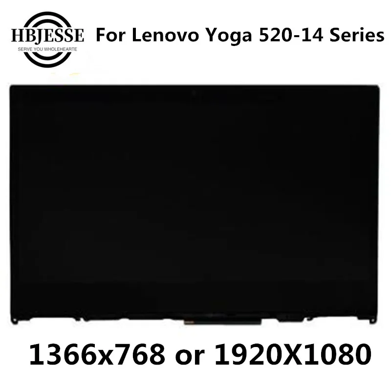 

Original For Lenovo Yoga 520-14 520-14ikb 80X8 80YM Laptop LCD Screen+Touch Digitizer Assembly with Frame 1366x768 or 1920x1080