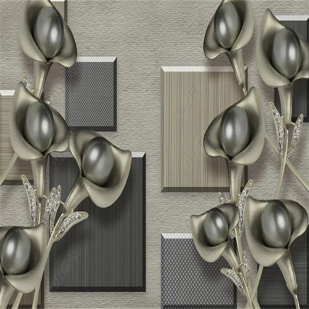 

Luxury three-dimensional relief jewelry 3D tulip wallpapers TV background wall 3d murals wallpaper for living room