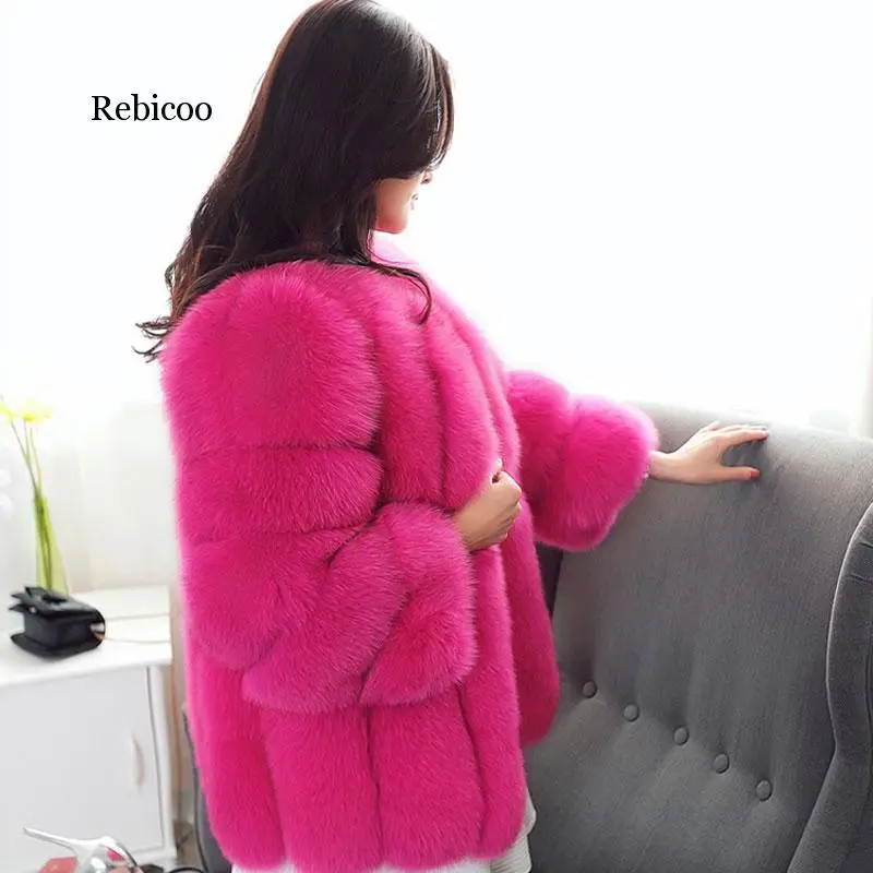 New Design Fashion Winter Women Faux  Fur Coat Woman Jacket Fox Fur Female Ladies Fur Coats Size S-XXXL