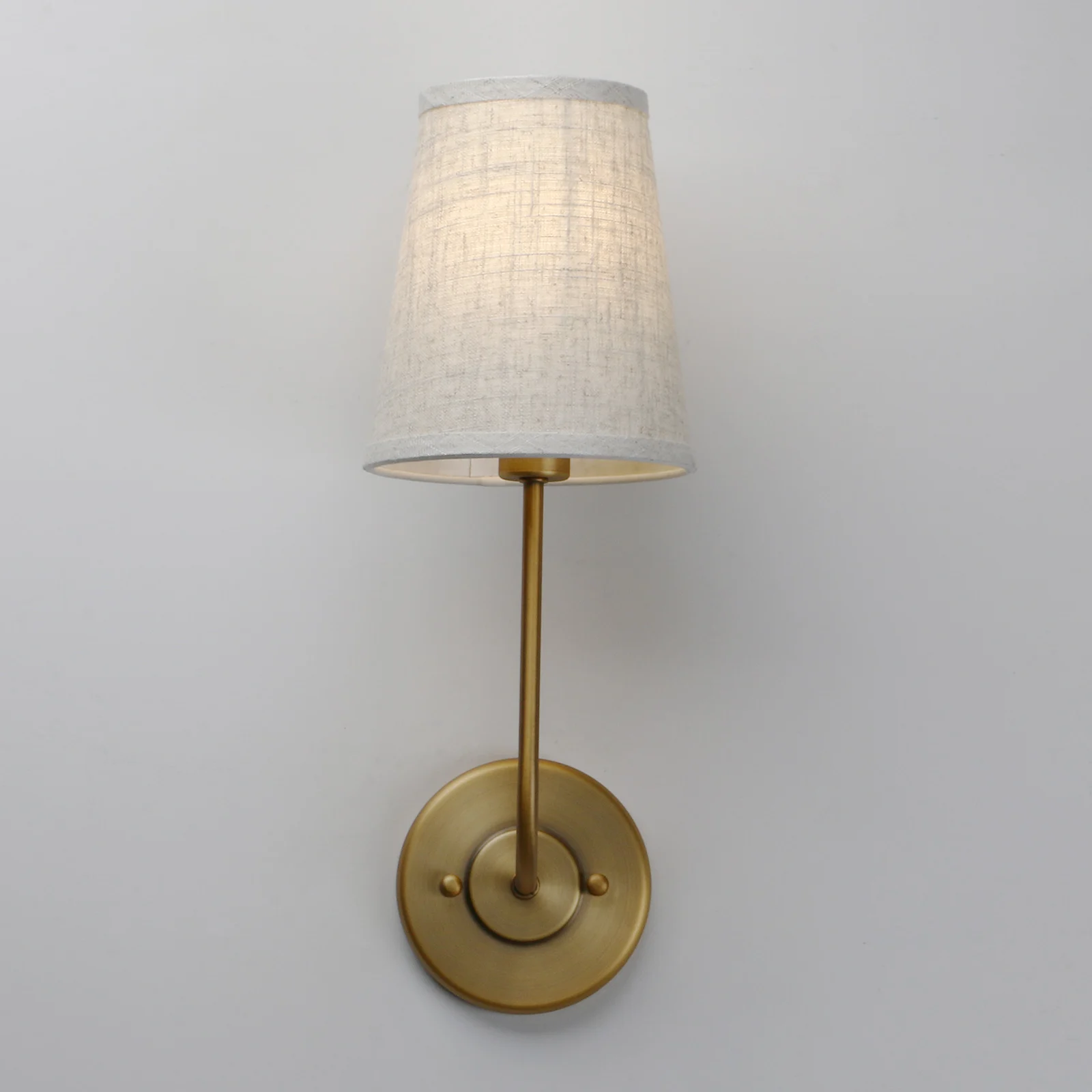 Permo Set of 2 Classic Country Industrial Wall Lamp with Flared Funnel Linen Fabric Shade Bedroom Bedside Reading Light