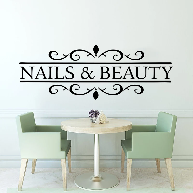 Nails & Beauty Hair Beauty Salon Wall Decal Polish Bar Window Wall Sticker Art Removable Poster Mural